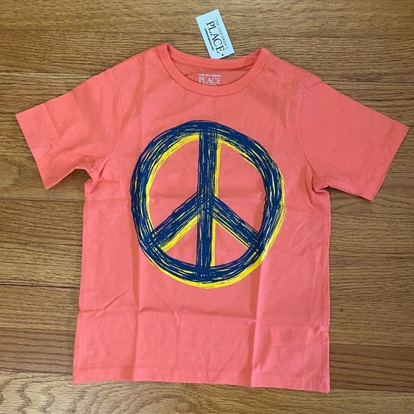 The children’s place (peace sign) tshirt, Size 4T, Color PAPAYA SORBET New - Picture 1 of 3
